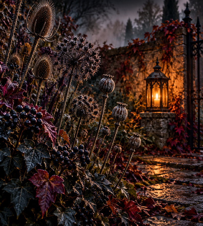The Gothic Garden in Autumn: Seed Heads, Dark Berries, and Moody Seasonal Structure