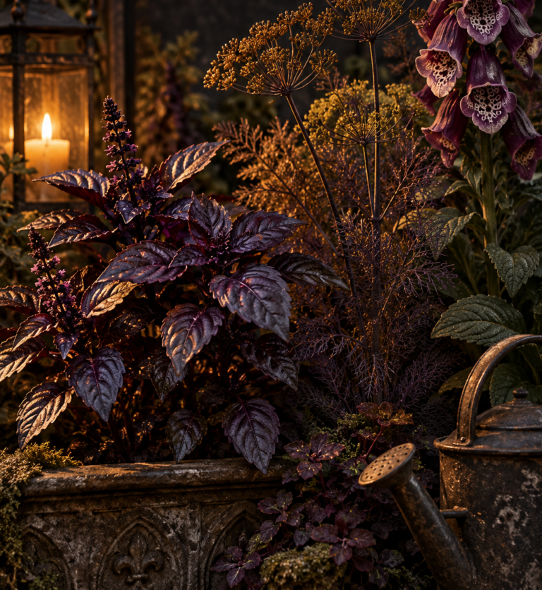 The Gothic Herb Garden: Dark Foliage Herbs, Medieval Plants, and the Poison Garden Tradition